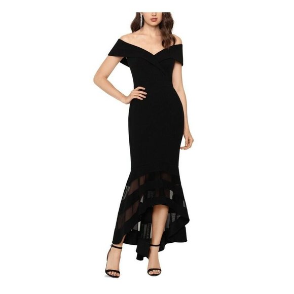 Xscape Dresses & Skirts - XSCAPE Women's Illusion Hem High Low Gown Black